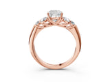 Rose gold Cushion Cut Diamond Cluster Ring with Round Accent Stones and Prong Setting on a Classic Band_64