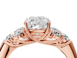 Rose gold Cushion Cut Diamond Cluster Ring with Round Accent Stones and Prong Setting on a Classic Band_65