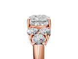 Rose gold Cushion Cut Diamond Cluster Ring with Round Accent Stones and Prong Setting on a Classic Band_66
