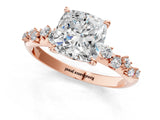 Rose gold Cushion Cut Diamond Cluster Side Stone Solitaire Ring with Prong Setting_80