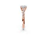 Rose gold Cushion Cut Diamond Cluster Side Stone Solitaire Ring with Prong Setting_81