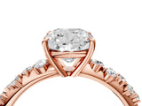 Rose gold Cushion Cut Diamond Cluster Side Stone Solitaire Ring with Prong Setting_83