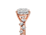 Rose gold Cushion Cut Diamond Cluster Side Stone Solitaire Ring with Prong Setting_84