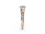 Rose gold Cushion Cut Diamond Engagement Ring with Baguette Side Stones and Channel Set Band_43