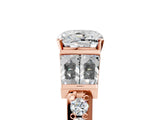 Rose gold Cushion Cut Diamond Engagement Ring with Baguette Side Stones and Channel Set Band_46