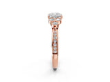 Rose gold Cushion Cut Diamond Engagement Ring with Bezel Set Round Side Stones and Prong Setting_64