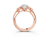 Rose gold Cushion Cut Diamond Engagement Ring with Bezel Set Round Side Stones and Prong Setting_65