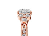 Rose gold Cushion Cut Diamond Engagement Ring with Bezel Set Round Side Stones and Prong Setting_67