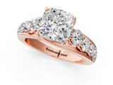 Rose gold Cushion Cut Diamond Engagement Ring with Pavé Band and Four-Prong Setting_16