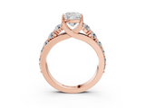 Rose gold Cushion Cut Diamond Engagement Ring with Pavé Band and Four-Prong Setting_18