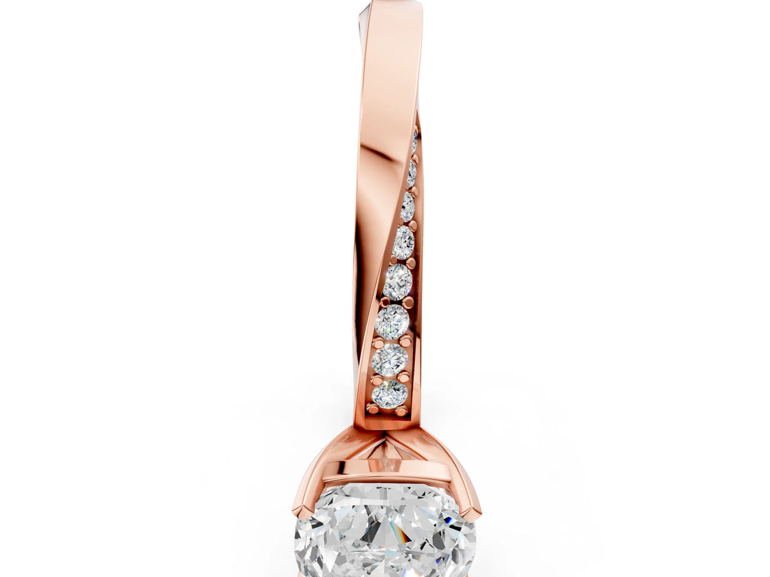 Rose gold Cushion Cut Diamond Engagement Ring with Side Stone Accents and Four-Prong Setting_13