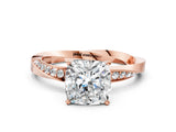 Rose gold Cushion Cut Diamond Engagement Ring with Side Stone Accents and Four-Prong Setting_73