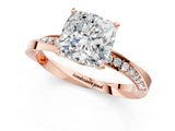 Rose gold Cushion Cut Diamond Engagement Ring with Side Stone Accents and Four-Prong Setting_74