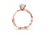 Rose gold Cushion Cut Diamond Engagement Ring with Side Stone Accents and Four-Prong Setting_76