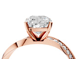 Rose gold Cushion Cut Diamond Engagement Ring with Side Stone Accents and Four-Prong Setting_77