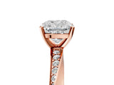 Rose gold Cushion Cut Diamond Engagement Ring with Side Stone Accents and Four-Prong Setting_78