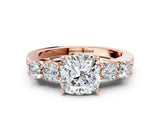 Rose gold Cushion Cut Diamond Five-Stone Prong Set White Gold Ring_52