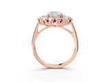 Rose gold Cushion Cut Diamond Floral Double Halo Engagement Ring with Prong Setting_102