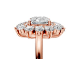 Rose gold Cushion Cut Diamond Floral Double Halo Engagement Ring with Prong Setting_104