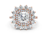 Rose gold Cushion Cut Diamond Floral Double Halo Engagement Ring with Prong Setting_27