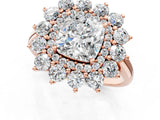 Rose gold Cushion Cut Diamond Floral Double Halo Engagement Ring with Prong Setting_28