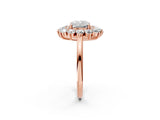 Rose gold Cushion Cut Diamond Floral Double Halo Engagement Ring with Prong Setting_29