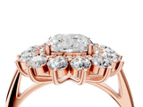 Rose gold Cushion Cut Diamond Floral Double Halo Engagement Ring with Prong Setting_31