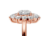 Rose gold Cushion Cut Diamond Floral Double Halo Engagement Ring with Prong Setting_32