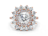 Rose gold Cushion Cut Diamond Floral Double Halo Engagement Ring with Prong Setting_39