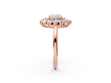 Rose gold Cushion Cut Diamond Floral Double Halo Engagement Ring with Prong Setting_41
