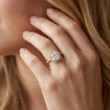Rose gold Cushion Cut Diamond Floral Halo Engagement Ring with Pavé Band and Prong Setting_14