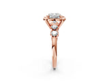 Rose gold Cushion Cut Diamond Floral Halo Engagement Ring with Shared Prong Setting 2