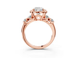 Rose gold Cushion Cut Diamond Floral Halo Engagement Ring with Shared Prong Setting 3