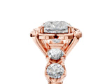 Rose gold Cushion Cut Diamond Floral Halo Engagement Ring with Shared Prong Setting 5