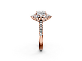 Rose gold Cushion Cut Diamond Floral Halo Pave Band with Prong Setting_41