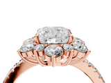 Rose gold Cushion Cut Diamond Floral Halo Pave Band with Prong Setting_43