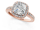 Rose gold Cushion Cut Diamond Halo Engagement Ring with Pavé Band and Prong Setting_28