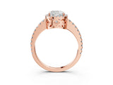 Rose gold Cushion Cut Diamond Halo Engagement Ring with Pavé Band and Prong Setting_30