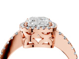 Rose gold Cushion Cut Diamond Halo Engagement Ring with Pavé Band and Prong Setting_31