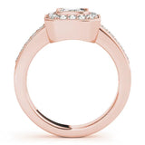 Rose gold Cushion-Cut Diamond Halo Engagement Ring with Pave Band and Prong Setting 2