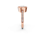 Rose gold Cushion-Cut Diamond Halo Engagement Ring with Pave Band and Prong Setting_8