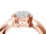 Rose gold Cushion Cut Diamond Halo Engagement Ring with Split Shank and Four-Prong Setting_99