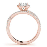 Rose gold Cushion Cut Diamond Halo Engagement Ring with Twisted Split Shank Pavé Band 2