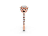 Rose gold Cushion Cut Diamond Halo Pave Band with Four-Prong Setting_5