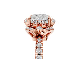 Rose gold Cushion Cut Diamond Halo Pave Band with Four-Prong Setting_8