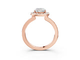 Rose gold Cushion Cut Diamond Halo Ring with Bezel Frame and Pavé Band_10