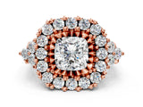 Rose gold Cushion Cut Diamond Halo Ring with Pavé Band and Four-Prong Setting_41