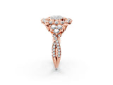Rose gold Cushion Cut Diamond Halo Ring with Pavé Band and Four-Prong Setting_43