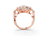 Rose gold Cushion Cut Diamond Halo Ring with Pavé Band and Four-Prong Setting_44