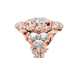 Rose gold Cushion Cut Diamond Halo Ring with Pavé Band and Four-Prong Setting_46